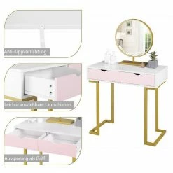 EUGAD Schminktisch (1-St), Schminktisch Frisiertisch Kommode mit Spiegel modern Kosmetiktisch mit 3 Schubladen Weiß-Rosa-Golden 33 EUGAD Schminktisch (1-St), Schminktisch Frisiertisch Kommode mit Spiegel modern Kosmetiktisch mit 3 Schubladen Weiß-Rosa-Golden -EUGAD Verkäufe b7ba64d8 5965 4b08 a2bc 92ec1df65495