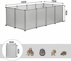 EUGAD Freigehege, Freigehege für Kaninchen Hasen Meerschweinchen Welpenauslauf DIY, 12 Platten 145 x 75 x 46 cm Grau, Schwarz, Transparent, Weiß -EUGAD Verkäufe b82eea82 b859 58aa 941d f9510f1cd791
