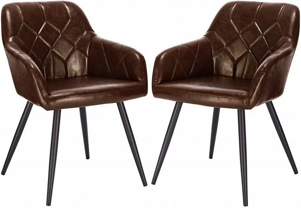 EUGAD Esszimmerstuhl, 2er-Set Esszimmerstuhl aus Kunstleder Metallbeine Dunkelbraun Schwarz 3 EUGAD Esszimmerstuhl, 2er-Set Esszimmerstuhl aus Kunstleder Metallbeine Dunkelbraun Schwarz