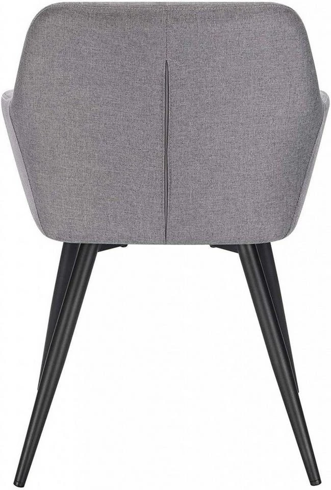 EUGAD Esszimmerstuhl (4 Stück), Wohnzimmerstuhl aus Leinen Polsterstuhl mit Armlehnen und Rückenlehne schwarze Gestell aus Metall Hellgrau Dunkelgrau 8 EUGAD Esszimmerstuhl (4 Stück), Wohnzimmerstuhl aus Leinen Polsterstuhl mit Armlehnen und Rückenlehne schwarze Gestell aus Metall Hellgrau Dunkelgrau – Bild 6