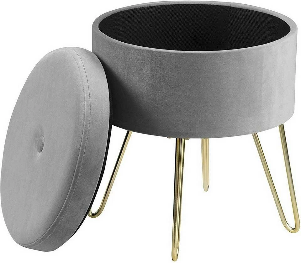 EUGAD Sitzhocker, Samthocker mit Stauraum, rund, mit stabilen goldenen Metallfüßen, Türkis Dunkelgrau, Dunkelgrün, Hellgrau, Rosa, Türkis 9 EUGAD Sitzhocker, Samthocker mit Stauraum, rund, mit stabilen goldenen Metallfüßen, Türkis Dunkelgrau, Dunkelgrün, Hellgrau, Rosa, Türkis – Bild 7