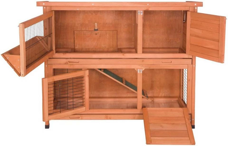 EUGAD Tierhaus, Hasenstall Kaninchenstall Hasenkäfig Kleintierstall Meerschweinchen Massivholz Hellrot 120 x 50 x 100,5 cm Grau-Weiß, Hellbraun 5 EUGAD Tierhaus, Hasenstall Kaninchenstall Hasenkäfig Kleintierstall Meerschweinchen Massivholz Hellrot 120 x 50 x 100,5 cm Grau-Weiß, Hellbraun – Bild 3