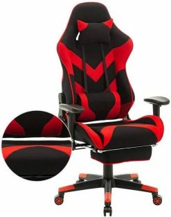 EUGAD Gaming Chair, Bürostuhl, Gaming Stuhl, Stoffbezug Rot Grau, Schwarz -EUGAD Verkäufe bb64e073 69fe 5e9f b77c 3f3d2c974c8b