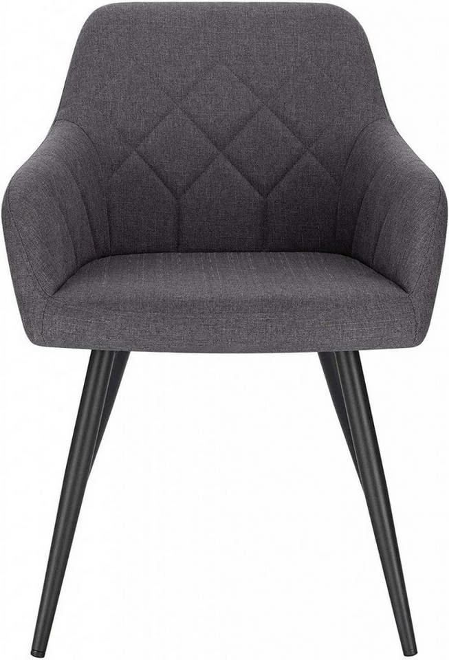 EUGAD Esszimmerstuhl, Polsterstuhl Leinen,mit Armlehnen Metallbeinen Dunkelgrau, Hellgrau 8 EUGAD Esszimmerstuhl, Polsterstuhl Leinen,mit Armlehnen Metallbeinen Dunkelgrau, Hellgrau – Bild 6