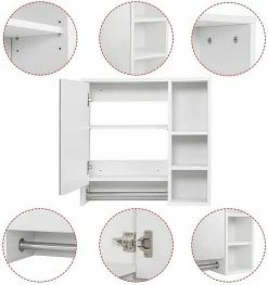 EUGAD Spiegelschrank Hängeschrank mit 6 Ablagen mit Tür 60x20x60cm Weiß -EUGAD Verkäufe bc3a58a4 1097 533a a5ab 56dd145563b7