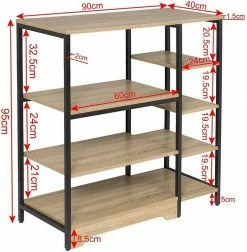 EUGAD Küchenregal, Küchenregal Mikrowellenhalter Bäckerregal Standregal Multifunktionales Regal MDF Metall 90x40x95cm, Hell Eiche -EUGAD Verkäufe bd16986a 29f3 596c a00b 89cae6147175