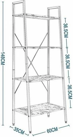 EUGAD Bücherregal, Standregal Bücherregal Metallregal Leiterregal Stufenregal Multifunktionale Regal Industrie Design MDF Metall Schwarz+schwarzer Marmor Golden+Weißer Marmor, Vintage -EUGAD Verkäufe bd601782 3927 54d2 969c ec21c3319f77