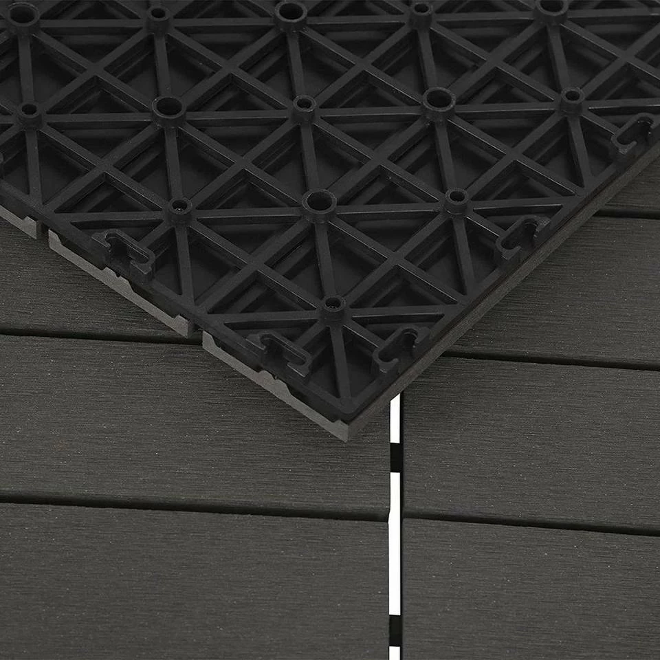 EUGAD WPC-Fliesen, 22 Stück WPC Terrassenfliesen in T-Form 30x30cm Dunkelgrau Anthrazit, Braun, Hellgrau 7 EUGAD WPC-Fliesen, 22 Stück WPC Terrassenfliesen in T-Form 30x30cm Dunkelgrau Anthrazit, Braun, Hellgrau – Bild 5