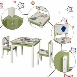 EUGAD Kindersitzgruppe, (3-tlg), Kinder Tischset mit Kantenschutz im Kinderzimmer Kindermöbel aus MDF und Kiefernholz Zoomotive(1 Tisch und 2 Stühle, 3-tlg) -EUGAD Verkäufe bdc9b3ab a013 4ccd 8837 0109a908fc3d
