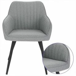 EUGAD Esszimmerstuhl, Küchenstuhl aus Leinen mit Armlehne Dunkelgrau, Hellgrau -EUGAD Verkäufe be0c35de ba00 5351 9c55 abaaec08938e