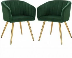 EUGAD Esszimmerstuhl, 2er-Set Esszimmerstuhl Polsterstuhl aus Samt Dunkelgrün Dunkelgrau, Dunkelgrün, Rosa, Schwarz
