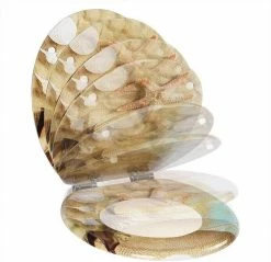 EUGAD WC-Sitz (1-St), Toilettensitz, WC Sitz mit Absenkautomatik, MDF, Holz, Softclose Scharnier Grüne Blätter, Holzfarbe, Lilie, Seestern, Seestern Am Strand, Seestern Sonnenuntergang, Stone, ‎Lila Blume und Stones -EUGAD Verkäufe bfc1b6f4 c456 4574 9a7a 40d1dd8cb3f2