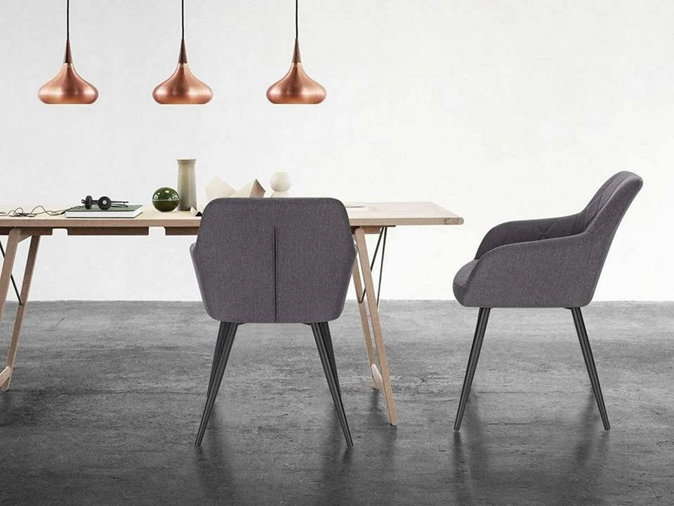 EUGAD Esszimmerstuhl, Polsterstuhl Leinen,mit Armlehnen Metallbeinen Dunkelgrau, Hellgrau 9 EUGAD Esszimmerstuhl, Polsterstuhl Leinen,mit Armlehnen Metallbeinen Dunkelgrau, Hellgrau – Bild 7