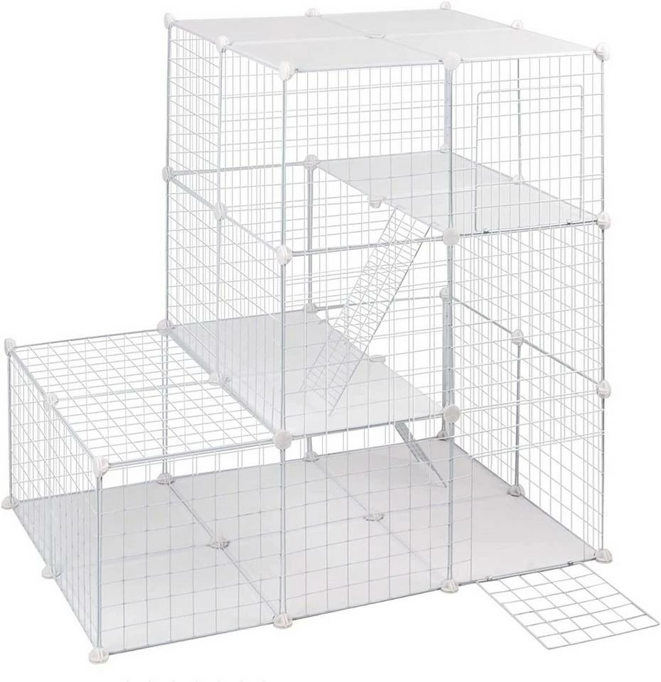 EUGAD Freigehege, Freigehege Kaninchen mit Stauraum Hasen Meerschweinchen Welpenauslauf Laufgitter mit Tür&Treppe DIY Schwarz 48 Platten (35x35cm/Platte) 110x 75 x 110 cm 6 EUGAD Freigehege, Freigehege Kaninchen mit Stauraum Hasen Meerschweinchen Welpenauslauf Laufgitter mit Tür&Treppe DIY Schwarz 48 Platten (35x35cm/Platte) 110x 75 x 110 cm – Bild 4