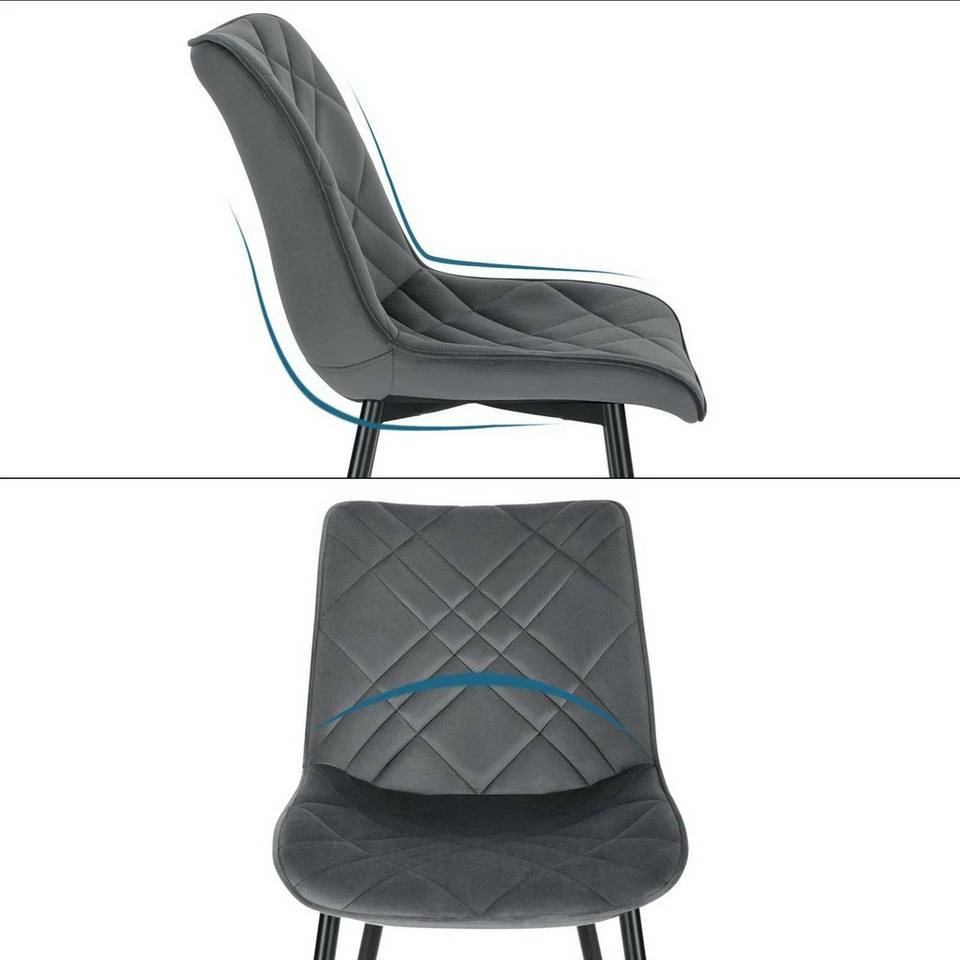 EUGAD Esszimmerstuhl (2 Stück), Küchenstuhl, Polsterstuhl Stuhl,Wohnzimmerstuhl ohne Armlehne, Metallbeine, Samt, Hellgrau Dunkelgrau, Schwarz 18 EUGAD Esszimmerstuhl (2 Stück), Küchenstuhl, Polsterstuhl Stuhl,Wohnzimmerstuhl ohne Armlehne, Metallbeine, Samt, Hellgrau Dunkelgrau, Schwarz – Bild 16