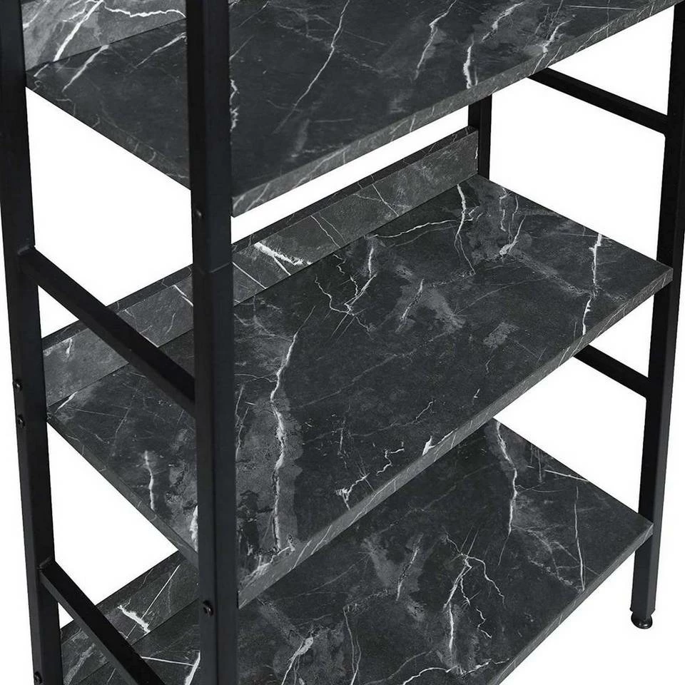 EUGAD Bücherregal, 1-tlg., Standregal, Küchenregal, 5 offenen Regalebenen, MDF, Metall, Schwarz Marmor Golden-Weißer Marmor, Vintage 7 EUGAD Bücherregal, 1-tlg., Standregal, Küchenregal, 5 offenen Regalebenen, MDF, Metall, Schwarz Marmor Golden-Weißer Marmor, Vintage – Bild 5