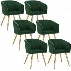 EUGAD Esszimmerstuhl, 6er-Set Esszimmerstuhl Polsterstuhl aus Samt Rosa