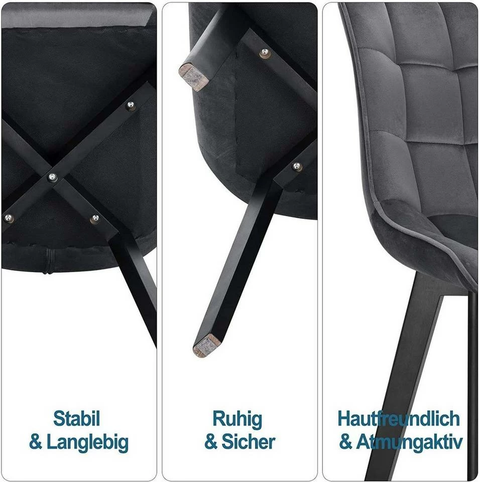 EUGAD Esszimmerstuhl (6 Stück), Wohnzimmerstuhl mit Rückenlehne, Polsterstuhl Küchenstuhl Weich Samt und Holz für ESS- und Wohnzimmer Schwarz Dunkelgrau, Dunkelgrün, Rosa 28 EUGAD Esszimmerstuhl (6 Stück), Wohnzimmerstuhl mit Rückenlehne, Polsterstuhl Küchenstuhl Weich Samt und Holz für ESS- und Wohnzimmer Schwarz Dunkelgrau, Dunkelgrün, Rosa – Bild 27