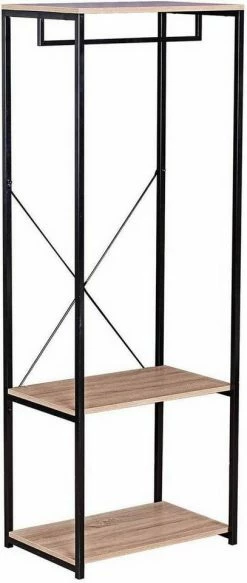 EUGAD Kleiderständer, Garderobenständer mit 2 Ablagen Holz Metall Schwarz-Hell Eiche Schwarz-Vintage, Weiß-Eiche -EUGAD Verkäufe c4f5957e 59db 5d25 92d3 f78b25da0eb5