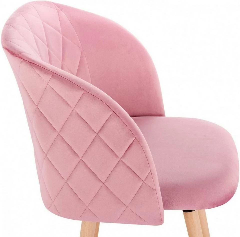 EUGAD Esszimmerstuhl, 2er-Set Esszimmerstuhl Küchenstuhl Samt Massivholz Rosa Cremeweiß 9 EUGAD Esszimmerstuhl, 2er-Set Esszimmerstuhl Küchenstuhl Samt Massivholz Rosa Cremeweiß – Bild 7