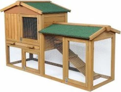 EUGAD Tierhaus »0034HT«, Hasenstall Kaninchenstall Kleintierstall, mit Treppe Wetterfest Doppelstöckig, Hellbraun
