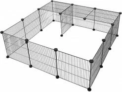 EUGAD Freigehege, DIY 16 Platten Schwarz Laufstall Kleintiere Schwarz 109x109x39cm