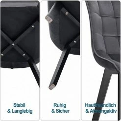 EUGAD Esszimmerstuhl (1 Stück), Wohnzimmerstuhl mit Rückenlehne, Polsterstuhl Küchenstuhl Weich Samt und Holz für ESS- und Wohnzimmer Dunkelgrau Dunkelgr&uuml;n, Rosa, Schwarz -EUGAD Verkäufe c61a0cf8 31fd 5a11 be49 68d455e71642