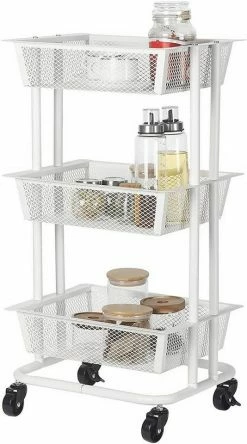 EUGAD Beistellwagen »0030CC«, Rollwagen Küchewagen 3 Gitterkörbe, Rolle mit Bremse 40x76x30 cm Weiß -EUGAD Verkäufe c75911ae 52a6 511e b292 3c1686354abf