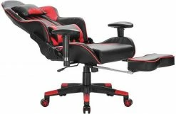 EUGAD Gaming-Stuhl (1 Stück), Racing Stuhl mit Fußstütze Racing Stuhl Drehstuhl Bürostuhl Schreibtischstuhl PC Stuhl mit Wippfunktion Höhenverstellbar Kunstleder Rot Grau, Weiß -EUGAD Verkäufe c7cfccc1 6a8b 5692 b549 9f551e1880a8