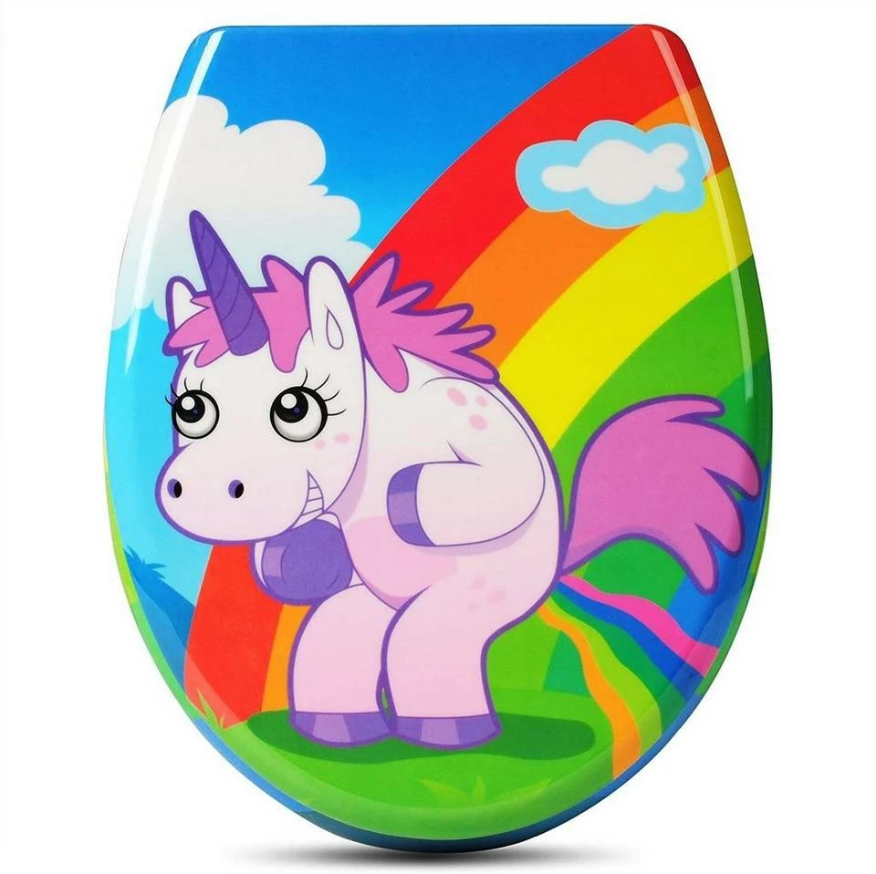 EUGAD WC-Sitz, Toilettendeckel mit Absenkautomatik Einhorn 4 EUGAD WC-Sitz, Toilettendeckel mit Absenkautomatik Einhorn – Bild 2