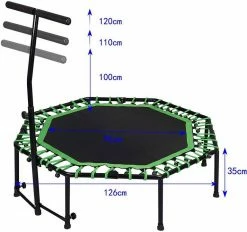 EUGAD Fitnesstrampolin, Fitness Trampolin Indoor Faltbar Ø 126cm mit höhenverstellbarem Haltegriff, leise Gummiseilfederung, belastbar bis 120 kg Grün, Schwarz -EUGAD Verkäufe c9438108 5ffc 490c 95a6 abd27f9ec823