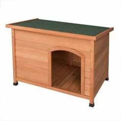 EUGAD Tierhaus, Hundehütte Hundehaus Massivholz draußen Wetterfest Aufklappbar Hellrot 103 x 66 x 71 cm