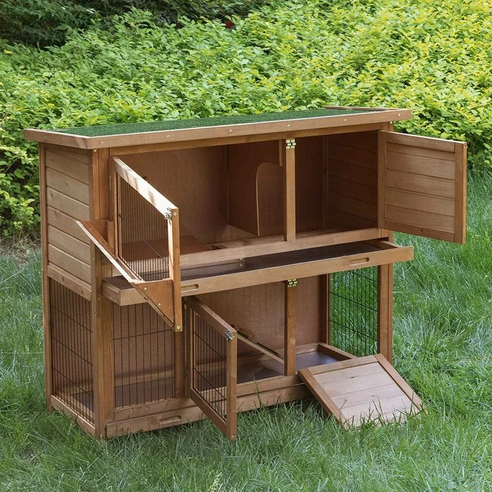 EUGAD Tierhaus, Hasenstall Kaninchenstall Hasenkäfig Kleintierstall Meerschweinchen Massivholz Hellrot 120 x 50 x 100,5 cm Grau-Weiß, Hellbraun 15 EUGAD Tierhaus, Hasenstall Kaninchenstall Hasenkäfig Kleintierstall Meerschweinchen Massivholz Hellrot 120 x 50 x 100,5 cm Grau-Weiß, Hellbraun – Bild 13