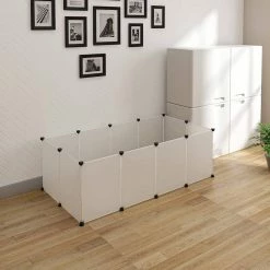 EUGAD Freigehege, Freigehege für Kaninchen Hasen Meerschweinchen Welpenauslauf DIY, 12 Platten 145 x 75 x 46 cm Grau, Schwarz, Transparent, Weiß -EUGAD Verkäufe c99a3287 11e4 418a a282 ba46dce5f1b2