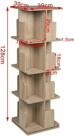 EUGAD Bücherregal, Raumteiler Standregal 360° frei drehbar, mit 4 Ebenen, MDF, Natur -EUGAD Verkäufe c9afe72b 6b26 55a8 97c7 a2a69716117b