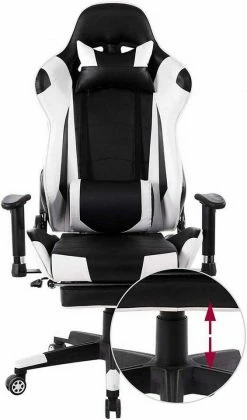 EUGAD Gaming Chair, Bürostuhl Schreibtischstuhl, Kunstleder, mit Ledenkissen Kopfstütze einstellbaren Armlehnen Weiß Grau, Rot, Weiß -EUGAD Verkäufe c9c623b4 bdac 5c60 a841 e425aa088250