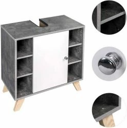 EUGAD Waschbeckenunterschrank Unterschrank Badezimmerschrank mit Tür 60 x 30 x 62 cm Grau-Weiß -EUGAD Verkäufe ca400535 2ab1 5f8b b899 f6ddf01c68a2