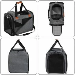 EUGAD Tiertransporttasche bis 8,00 kg, Katzentragetasche Hundetragetasche Schultertasche Haustiertasche Faltbare Transporttasche Reisetasche Traglast Oxford mit Schultergurt Grau 45x30x35cm -EUGAD Verkäufe cabcd43c f7b6 414e a323 15af12feb282