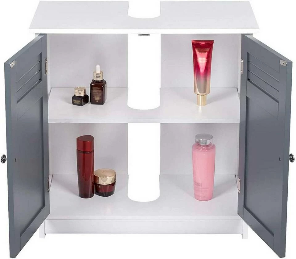 EUGAD Waschbeckenunterschrank Unterschrank Badezimmerschrank Waschtisch Badschrank mit 2 Türen 60x30x60cm aus MDF Weiß+Natur Weiß+Grau, Weiß+Natur 15 EUGAD Waschbeckenunterschrank Unterschrank Badezimmerschrank Waschtisch Badschrank mit 2 Türen 60x30x60cm aus MDF Weiß+Natur Weiß+Grau, Weiß+Natur – Bild 13