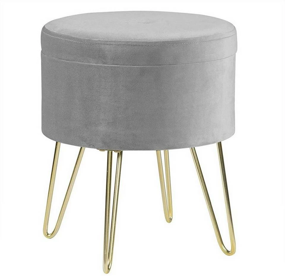 EUGAD Sitzhocker, Samthocker mit Stauraum, rund, mit stabilen goldenen Metallfüßen, Türkis Dunkelgrau, Dunkelgrün, Hellgrau, Rosa, Türkis 13 EUGAD Sitzhocker, Samthocker mit Stauraum, rund, mit stabilen goldenen Metallfüßen, Türkis Dunkelgrau, Dunkelgrün, Hellgrau, Rosa, Türkis – Bild 11