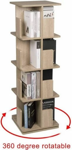 EUGAD Bücherregal, Raumteiler Standregal 360° frei drehbar, mit 4 Ebenen, MDF, Natur -EUGAD Verkäufe ce21d2eb 1258 5021 b23a 922a244fb55c