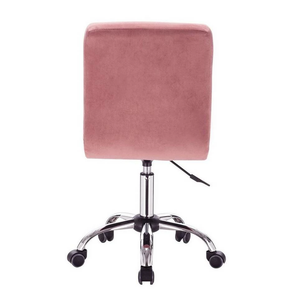 EUGAD Schreibtischstuhl, Arbeitshocker Bürohocker Samt Metall, 360° drehbar, Rosa Hellgrau 7 EUGAD Schreibtischstuhl, Arbeitshocker Bürohocker Samt Metall, 360° drehbar, Rosa Hellgrau – Bild 5