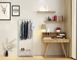 EUGAD Kleiderständer, Kleiderstange mit 2 Metallablagen Schwarz, Weiß -EUGAD Verkäufe ceaf4100 df78 5f40 bdf5 d01e5b07c30e