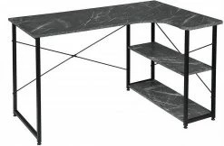 EUGAD Schreibtisch, mit Bücherregal 120x74x71,5 cm Schwarz Marmor Holz Vintage