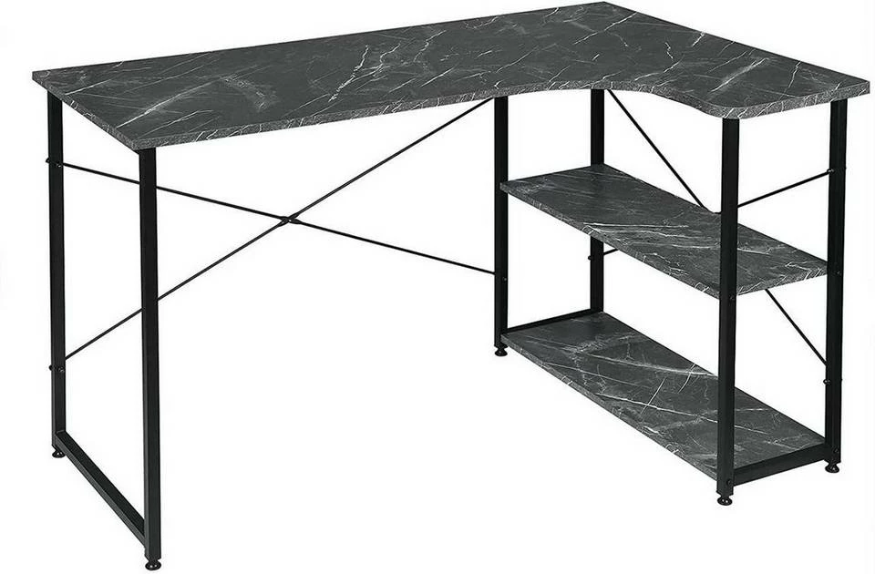 EUGAD Schreibtisch, mit Bücherregal 120x74x71,5 cm Schwarz Marmor Holz Vintage 3 EUGAD Schreibtisch, mit Bücherregal 120x74x71,5 cm Schwarz Marmor Holz Vintage