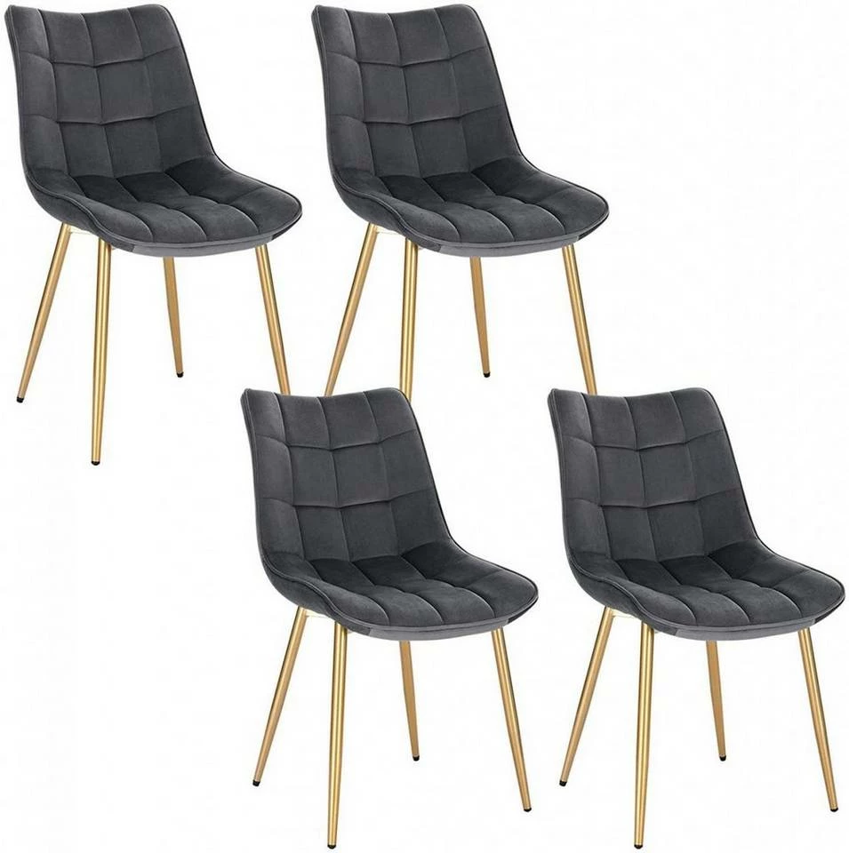 EUGAD Esszimmerstuhl, 4er-Set Küchenstühle Wohnzimmerstuhl mit Rückenlehne, Samt Sitzfläche, Gold Beine Grau Dunkelgrün, Rosa, Schwarz 3 EUGAD Esszimmerstuhl, 4er-Set Küchenstühle Wohnzimmerstuhl mit Rückenlehne, Samt Sitzfläche, Gold Beine Grau Dunkelgrün, Rosa, Schwarz
