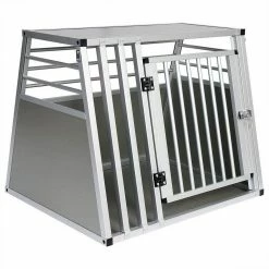 EUGAD Tiertransportbox, Hundetransportbox Alu Hundebox Reisebox Autobox für große Hunde Husky Samojede Weimaraner Border Collie Chow-Chow Shetland Sheepdog 80 x 65 x 65 cm XL Silber