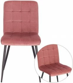 EUGAD Esszimmerstuhl (2 Stück), Polsterstuhl Wohnzimmerstuhl Samtstuhl Sessel mit Rückenlehne, Metallbeine, Sitzfläche aus Samt, Dunkelgrün Blau, Creme, Dunkelgrau, Dunkelgrün, Hellgrau, Rosa -EUGAD Verkäufe d00ec3d4 b7c5 5102 b799 a8dec1b23b8a