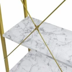 EUGAD Bücherregal, Standregal Bücherregal Metallregal Leiterregal Stufenregal Multifunktionale Regal Industrie Design MDF Metall Schwarz+schwarzer Marmor Golden+Weißer Marmor, Vintage -EUGAD Verkäufe d0321bcb ea75 58d4 a80e 8e3a219c3286