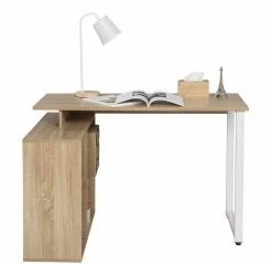 EUGAD Schreibtisch, mit Ablagen Holz 116x75x80cm Dunkelbuche Helleiche, Weiß -EUGAD Verkäufe d05c6db2 0114 56eb a2fb e5896391d195